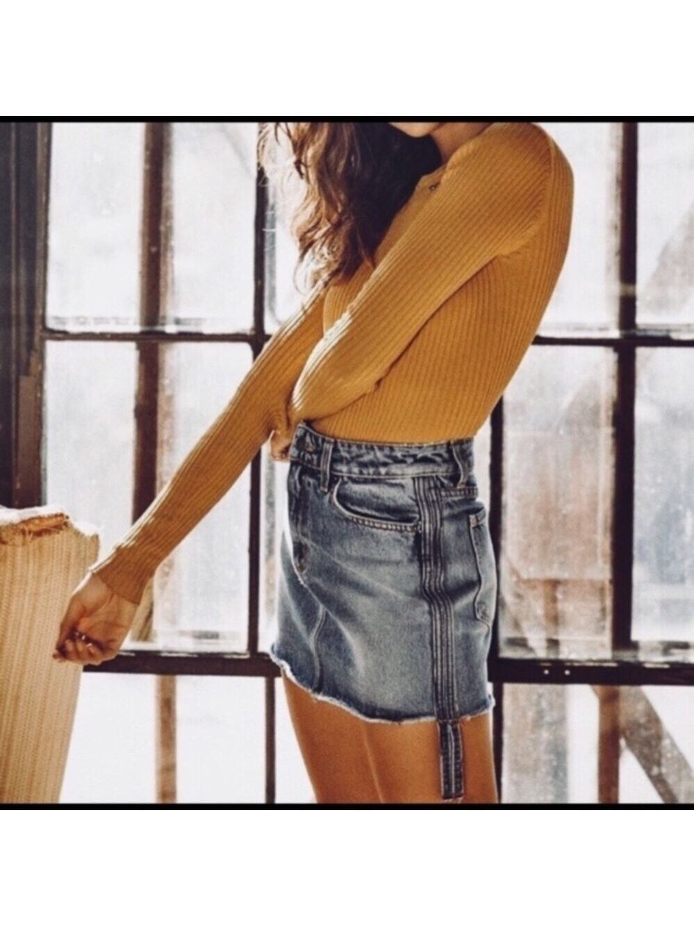 LF Carmar Blue Colin Stripe Denim Mini Skirt